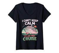 Donna I Can't Keep Calm It's My First Cruise Birthday Trip 2026 Maglietta con Collo a V