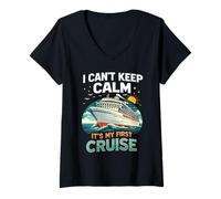 Donna I Can't Keep Calm It's My First Cruise Birthday Trip 2026 Maglietta con Collo a V