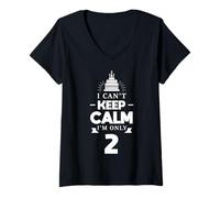 Donna I Can't Keep Calm Sono Solo Il Secondo Compleanno di 2 Anni B-Day Maglietta con Collo a V