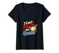 Donna I Can't My Son Has Baseball Ballpark Genitore Umorismo Maglietta con Collo a V