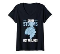 Donna I Chase Storms Not Feelings Storm Chasing Meteorologo Maglietta con Collo a V