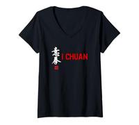 Donna I Chuan Wudang Arti Marziali Cinesi Maglietta con Collo a V