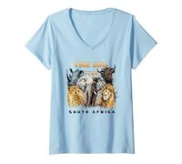 Donna I Cinque Grandi Animali sudafricani sudafricani Maglietta con Collo a V
