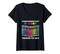 Donna I Colori complementari Hanno Sempre Cose Belle da Dire Artista Maglietta con Collo a V