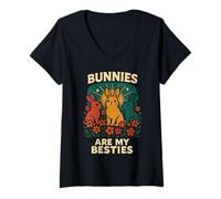 Donna I Coniglietti Sono i Miei Migliori Animali Domestici Bunny Lovers Maglietta con Collo a V