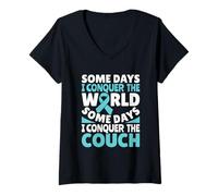 Donna I Conquer The Couch - Pots Awareness Maglietta con Collo a V