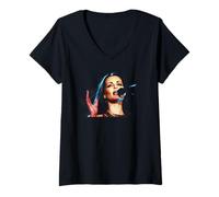 Donna I Corrs Live Sharon Corr Che Canta nell'era Blu 2001 Maglietta con Collo a V
