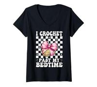 Donna I Crochet Past My Bedtime Crochet Crochet Knitting Girl Maglietta con Collo a V