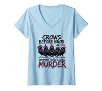 Donna I Crows Before Bros, Punk Crow Squad Maglietta con Collo a V