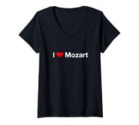 Donna I Cuore Mozart Maglietta con Collo a V
