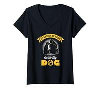 Donna I’d Rather Be Home with My Dog Design Maglietta con Collo a V