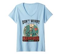 Donna I Did This on a Mannequin Once Funny Nursing Skeleton Nurse Maglietta con Collo a V