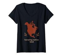 Donna I diritti indigeni difendono la solidarietà terra indietro giustizia Maglietta con Collo a V