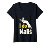 Donna I Do Nails Manicure Lover Style Maglietta con Collo a V
