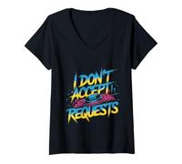 Donna I Don't Accept Requests DJ Song Playlist Jokes - Maglietta con Collo a V