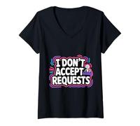 Donna I Don't Accept Requests DJ Song Playlist Jokes - Maglietta con Collo a V