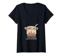 Donna I Don't Cook But I Like To Stir The Pot Cucina del caos |- Maglietta con Collo a V
