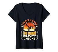 Donna I Don't Crash I Do Random Gravity Divertente Mountain Bike Amante Maglietta con Collo a V