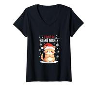 Donna I Don't Do Silent Nights - Divertente Gatto Natalizio Maglietta con Collo a V