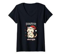 Donna I Don't Do Silent Nights - Divertente Gatto Natalizio Maglietta con Collo a V