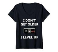 Donna I Don't Get Older Level Up Videogiochi Gaming Maglietta con Collo a V