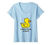 Donna I Don't Give a Duck, Cool Yellow Duck Illustration Graphic Maglietta con Collo a V
