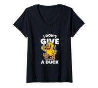 Donna I Don't Give A Duck Lover Funny Duck Proprietario Rude I Love Duck Maglietta con Collo a V