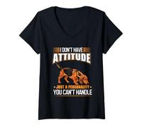 Donna I Don't Have Attitude Alpine Dachsbracke personalità Divertente Maglietta con Collo a V