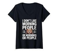 Donna I Don't Like Morning People Or Mornings Or People Maglietta con Collo a V
