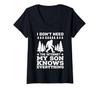 Donna I Don't Need The Internet My Son Knows Everything Maglietta con Collo a V