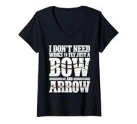Donna I Don't Need Wings to Fly, Just a Bow And Arrow Maglietta con Collo a V