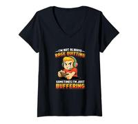 Donna I Dont Rage Quit Im Buffering - Divertente Gamer Gaming Joke Gag Maglietta con Collo a V