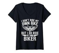 Donna I Don't Ride My Own Bike Divertente Motociclista Moglie Moto Donna Maglietta con Collo a V