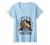 Donna I Don't Snore I Dream I Am A Tractor Saying Farmer Maglietta con Collo a V