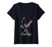 Donna I Dont Spit I Swallow Funny Bird Watching Visualizzazione Birding Maglietta con Collo a V