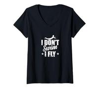 Donna I Don't Swim I Fly Nuoto Divertente Maglietta con Collo a V