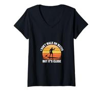 Donna I Don't Walk On Water Retro Tramonto Paddleboarding Maglietta con Collo a V