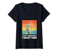 Donna I Don't Wear Archi Donna Arciere Bow Caccia Ragazza Vintage Maglietta con Collo a V