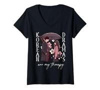 Donna I drammi Coreani Sono la mia Terapia Kdrama Lovers K-Drama Merch Maglietta con Collo a V