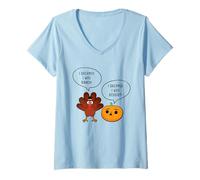 Donna I Dreamed I Was Dinner, Dessert. Thanksgiving Turkey Pumpkin Maglietta con Collo a V