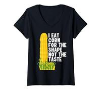 Donna I Eat Corn for The Shape Not The Taste Maglietta con Collo a V