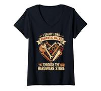 Donna I Enjoy Long Romantic Walks Through The Hardware Store Maglietta con Collo a V