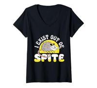Donna I Exist Out of Spite Funny Anti Social Mood Gift Maglietta con Collo a V