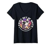 Donna I Exist Out of Spite Sarcastic Introvert Attitude Maglietta con Collo a V