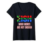 Donna I Fan del Sudafrica Eish Quando Le Parole Non Sono Abbastanza Design Maglietta con Collo a V