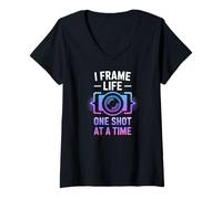 Donna I Frame Life One Shot AT A Time Maglietta con Collo a V