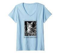 Donna I Gatti Sono Le Mie Persone preferite (Cat Graphic) Maglietta con Collo a V