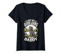 Donna I Get My Good Look from Daddy Back Labrador Retriever Maglietta con Collo a V