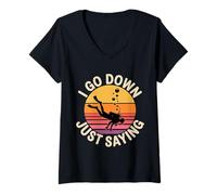 Donna I Go Down Just Saying Deep Scuba Diving Sea - Maglietta con Collo a V