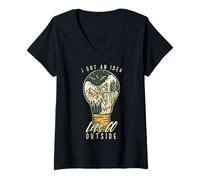 Donna I Got An Idea Let's Go Outside Vintage Hiking Outdoors Lover Maglietta con Collo a V